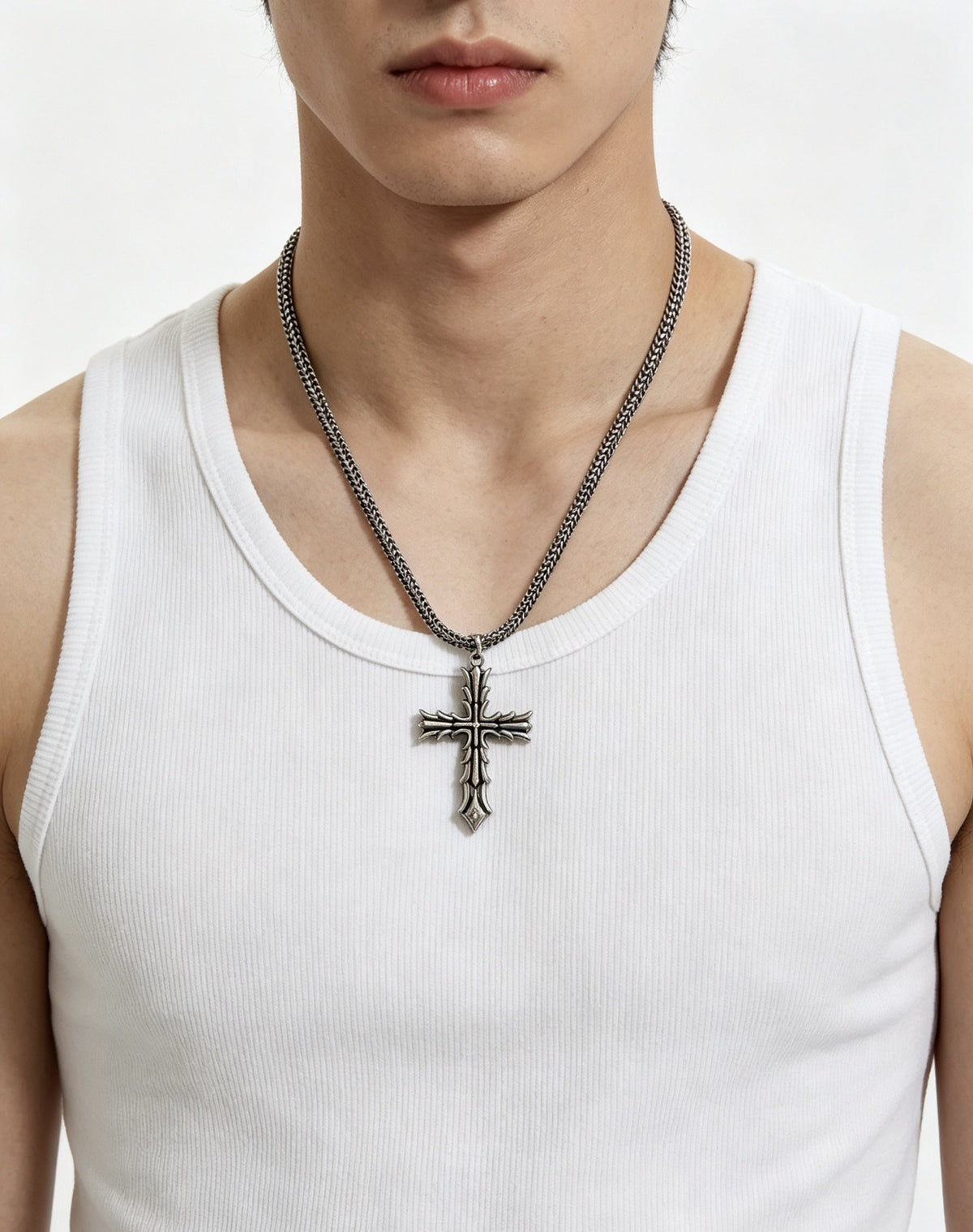 Chrome Hearts Sterling Silver Cross Necklace