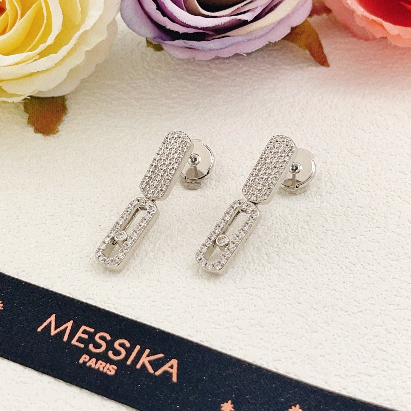 Messika Silver Brass Pave Earrings
