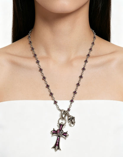 Chrome Hearts Sterling Silver Cross Necklace