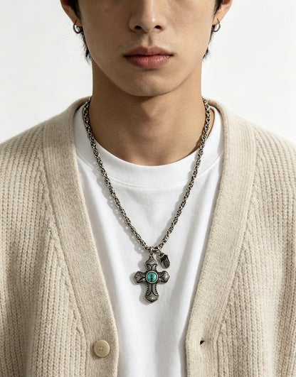 Chrome Hearts Sterling Silver Cross Necklace