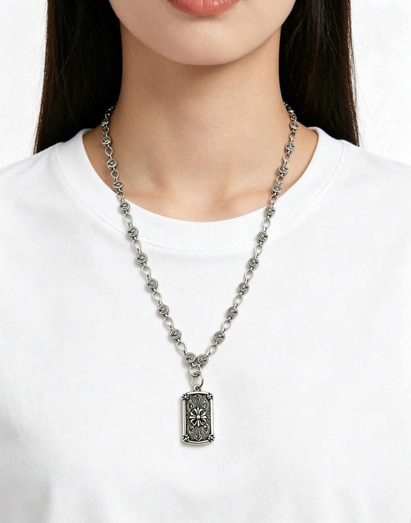Chrome Hearts Sterling Silver Cross Necklace
