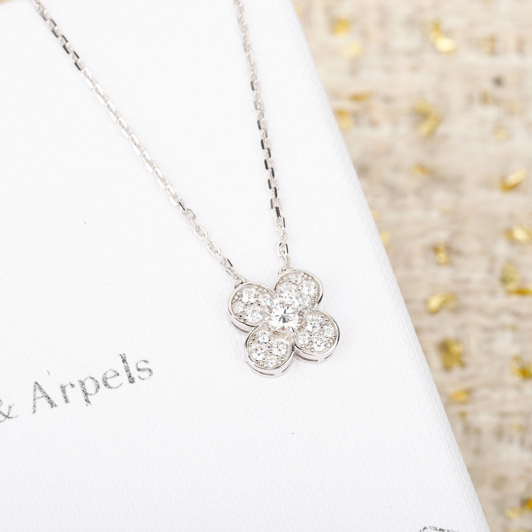 Van Cleef & Arpels Sterling Silver Alhambra Necklace