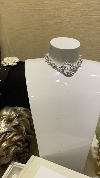 Chanel White Brass Pearl Necklace