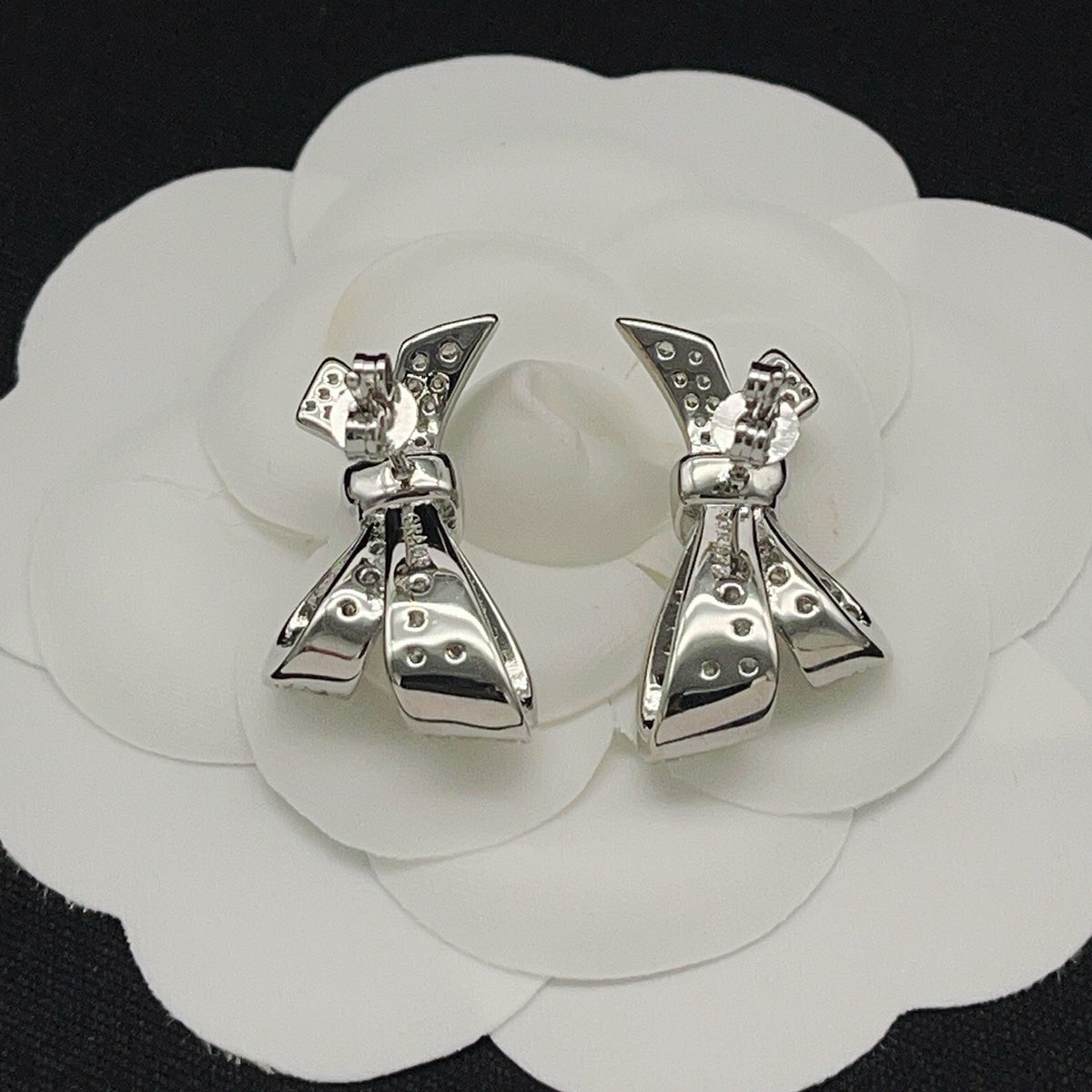 Graff Silver Brass Bow Earrings