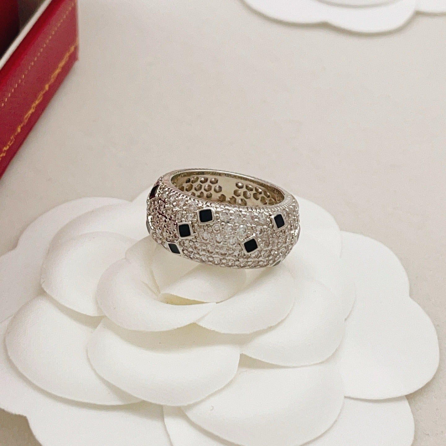 Cartier Silver Brass Leopard-Print Ring