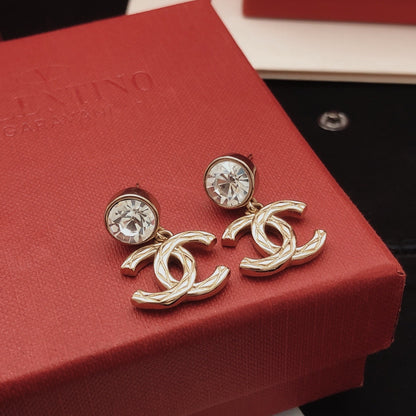 Chanel Brass Solitaire Earrings