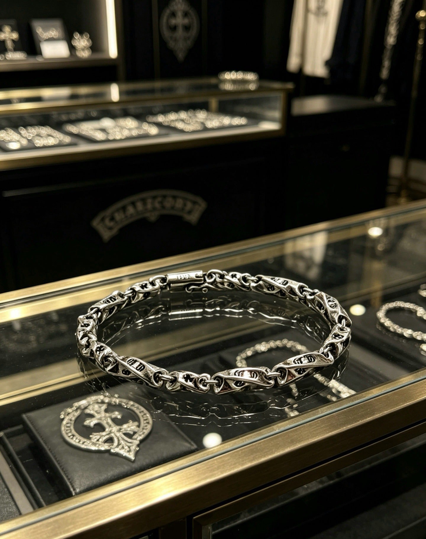 Chrome Hearts Sterling Silver Cross Bracelet
