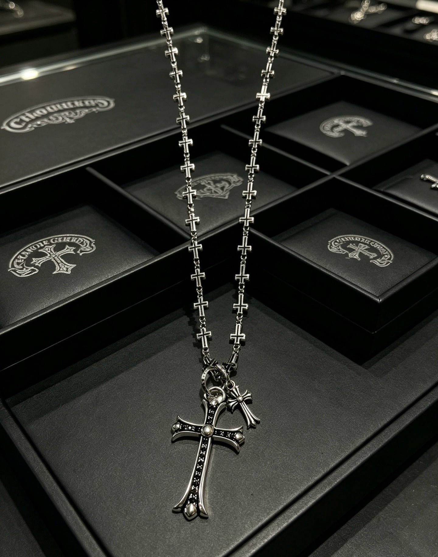 Chrome Hearts Sterling Silver Cross Necklace