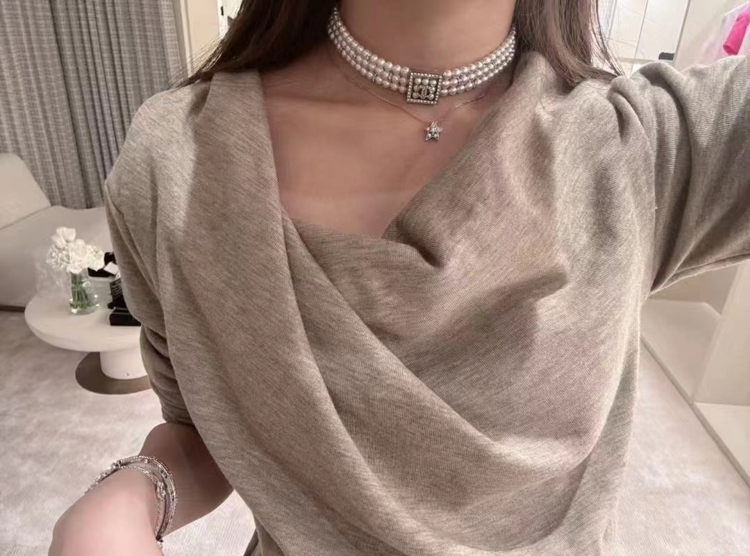 Chanel Silver Pearl Necklace