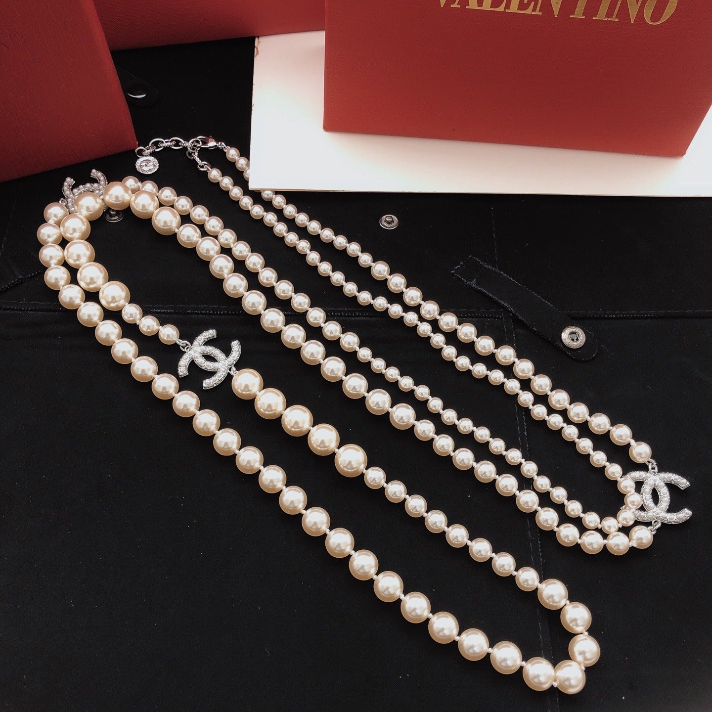 Chanel Silver Brass Pearl Necklace