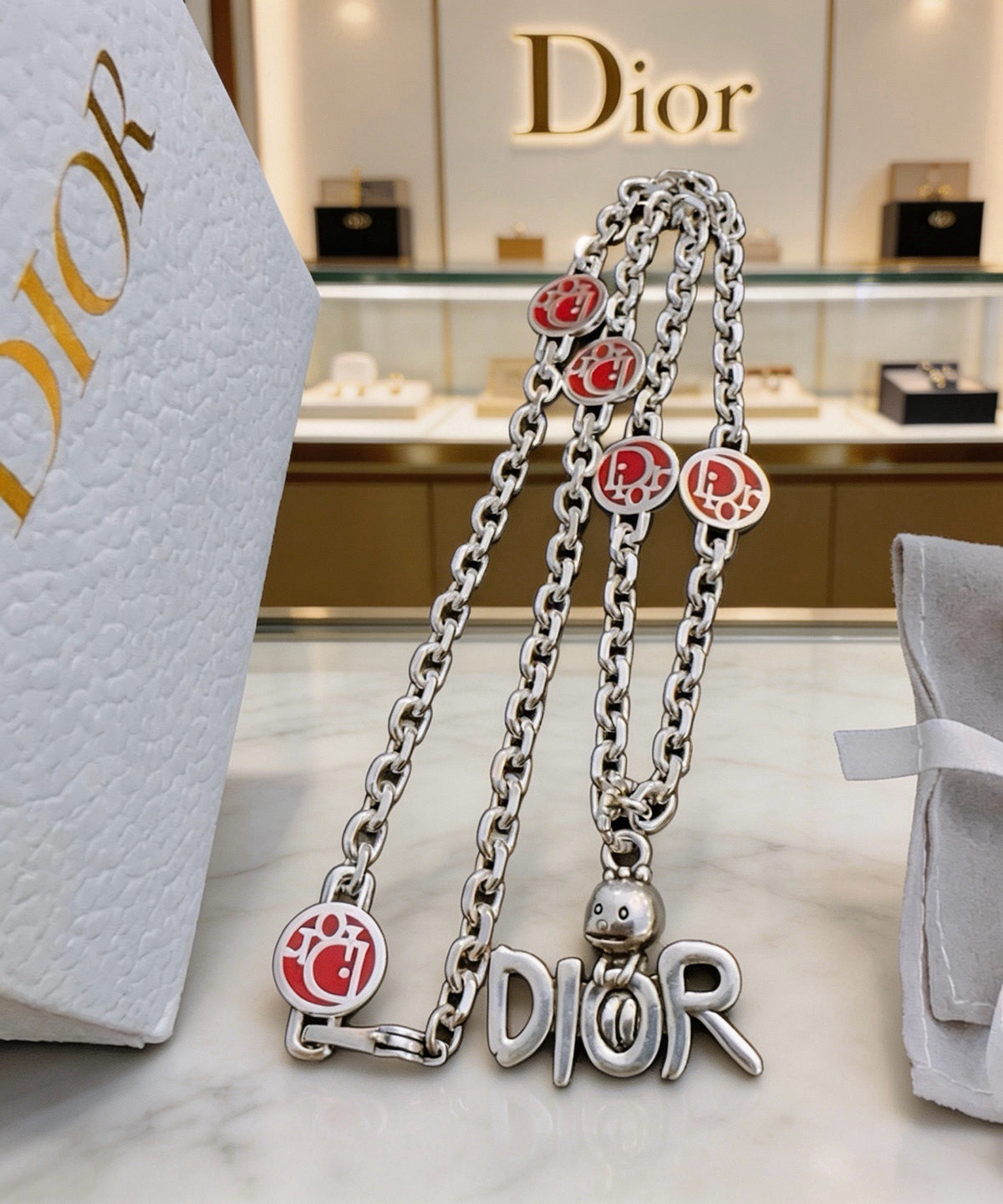 Dior Sterling Silver Chain Necklace