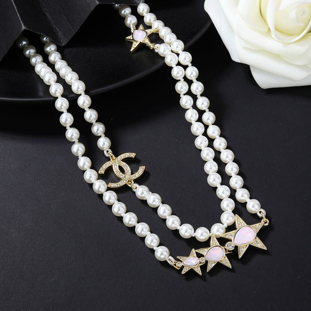 Chanel Brass Pearl Necklace