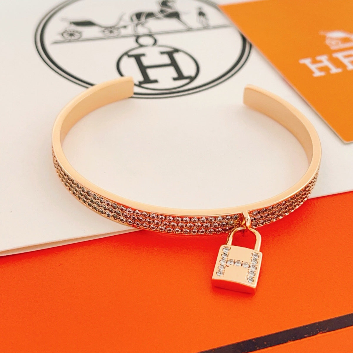 Hermes Brass Pave Bracelet