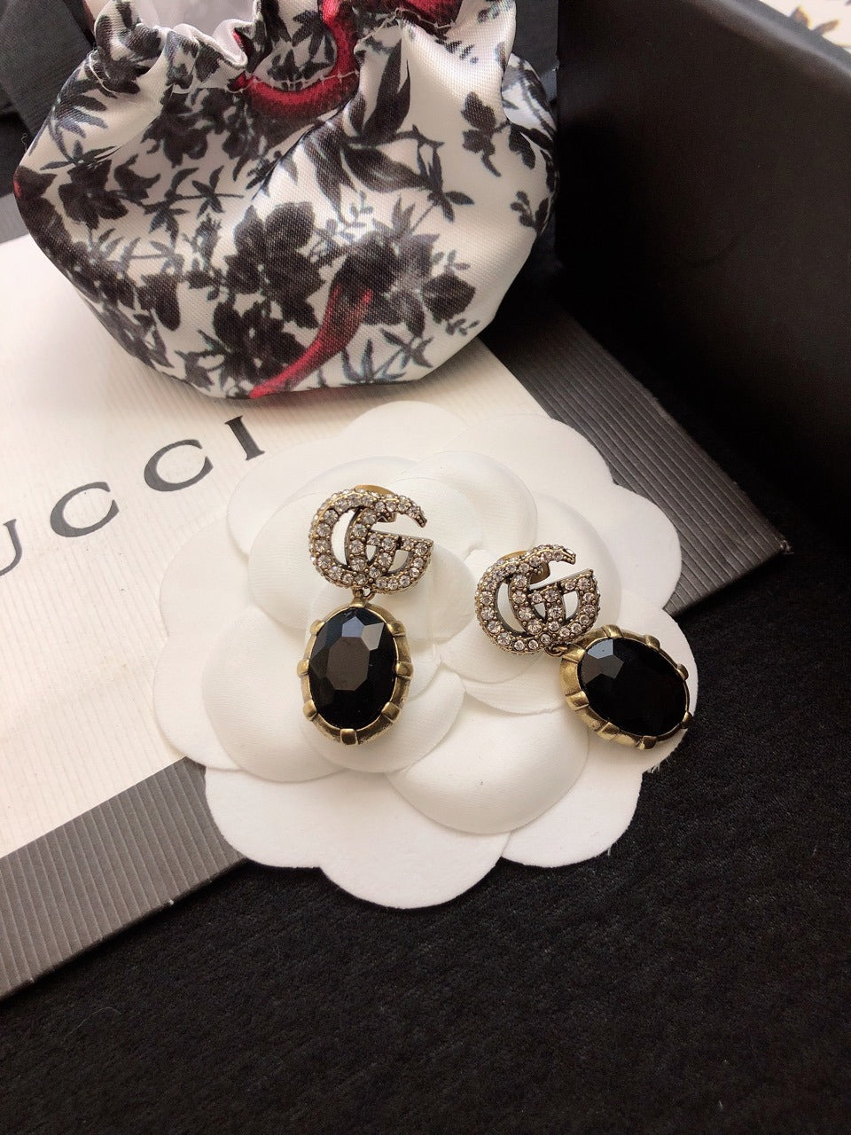 Gucci Brass & Sterling Silver Pearl Earrings