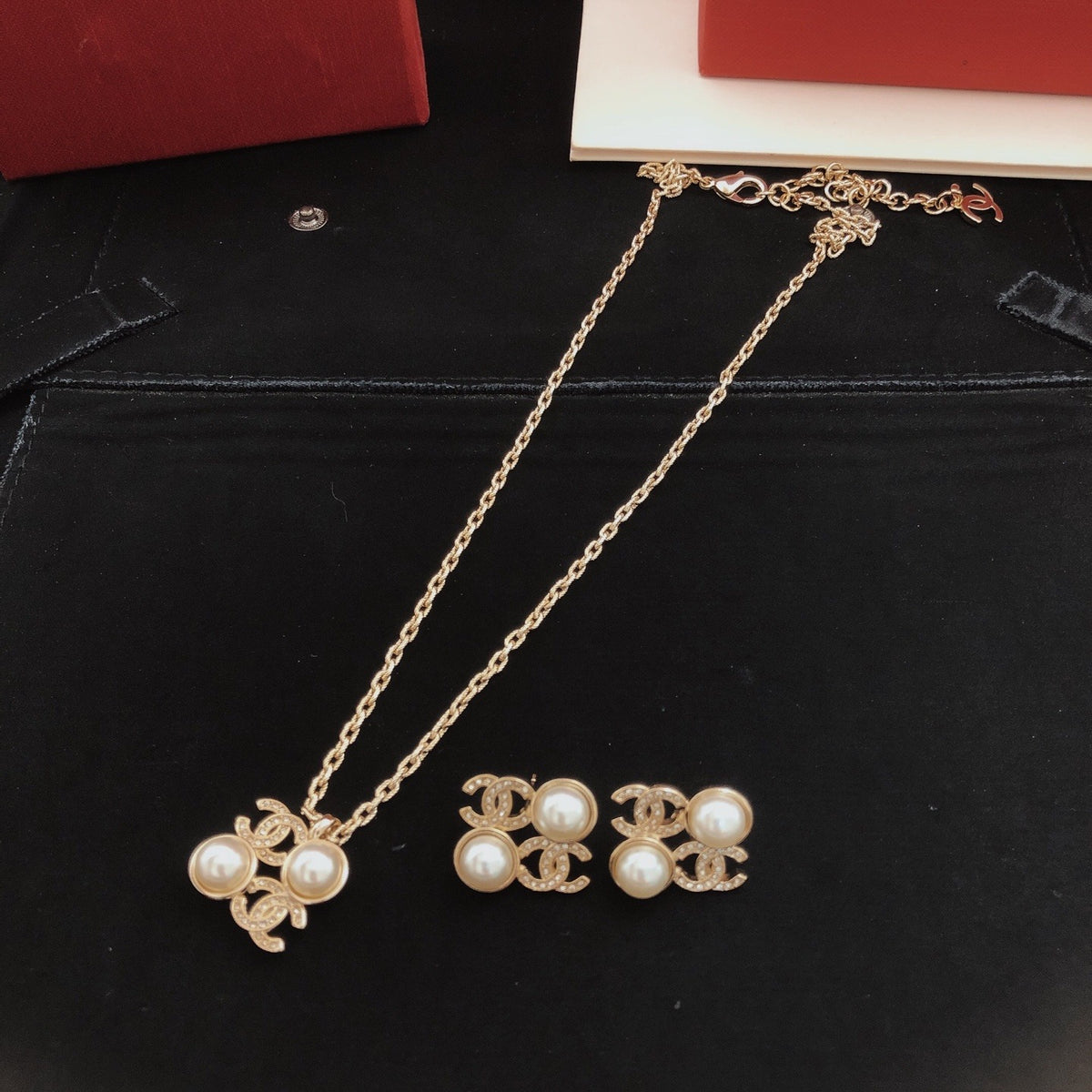 Chanel Brass Pearl Earrings