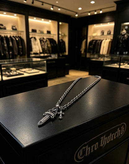 Chrome Hearts Sterling Silver Cross Necklace