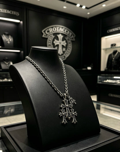 Chrome Hearts Sterling Silver Cross Necklace