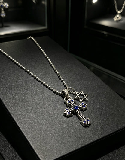 Chrome Hearts Sterling Silver Cross Necklace