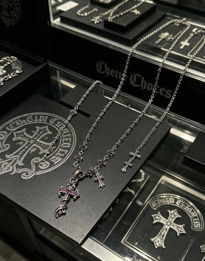 Chrome Hearts Sterling Silver Cross Necklace