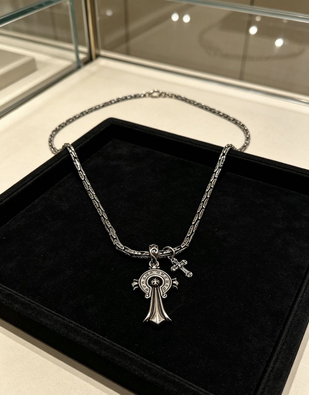 Chrome Hearts Sterling Silver Cross Necklace