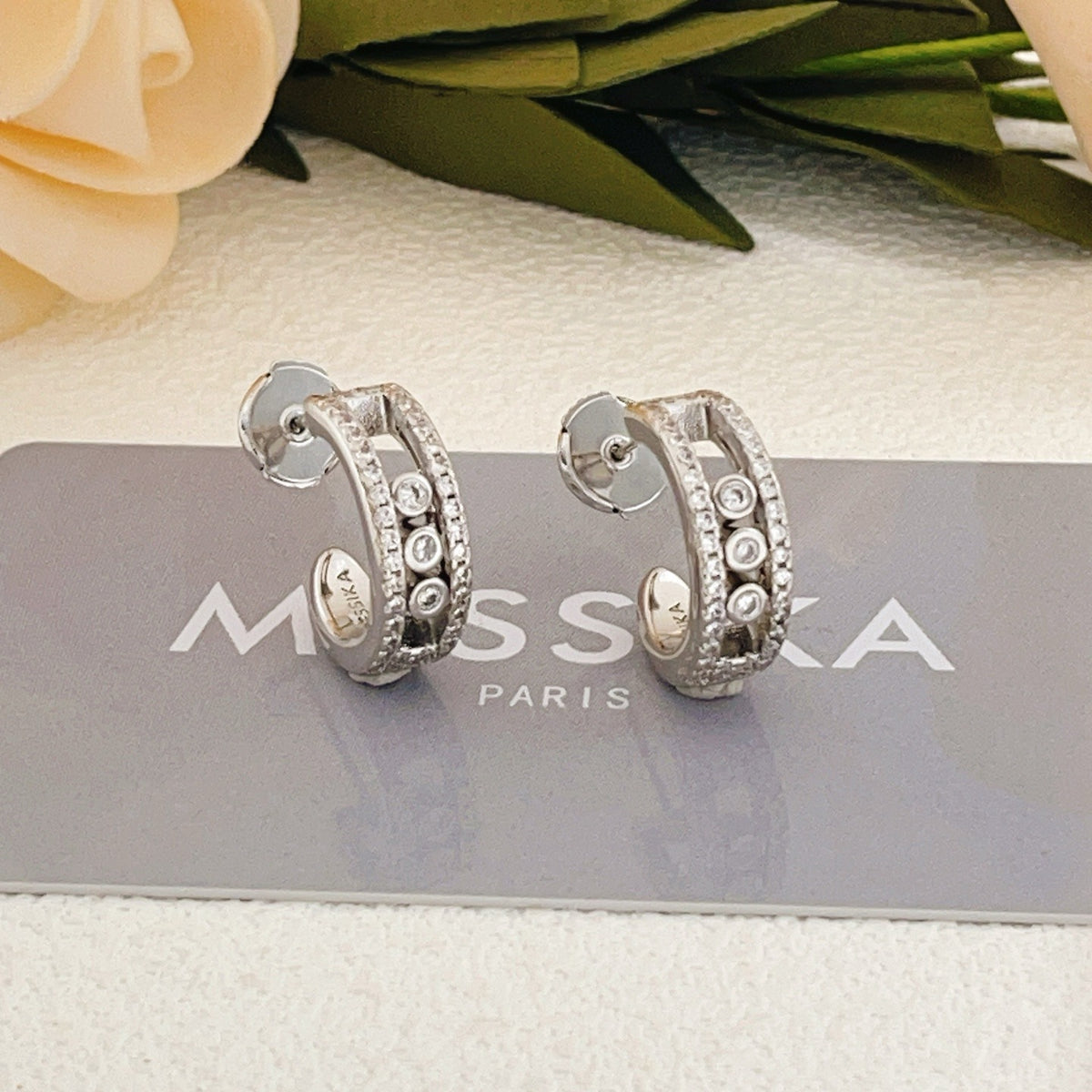Messika Silver Brass Round Earrings