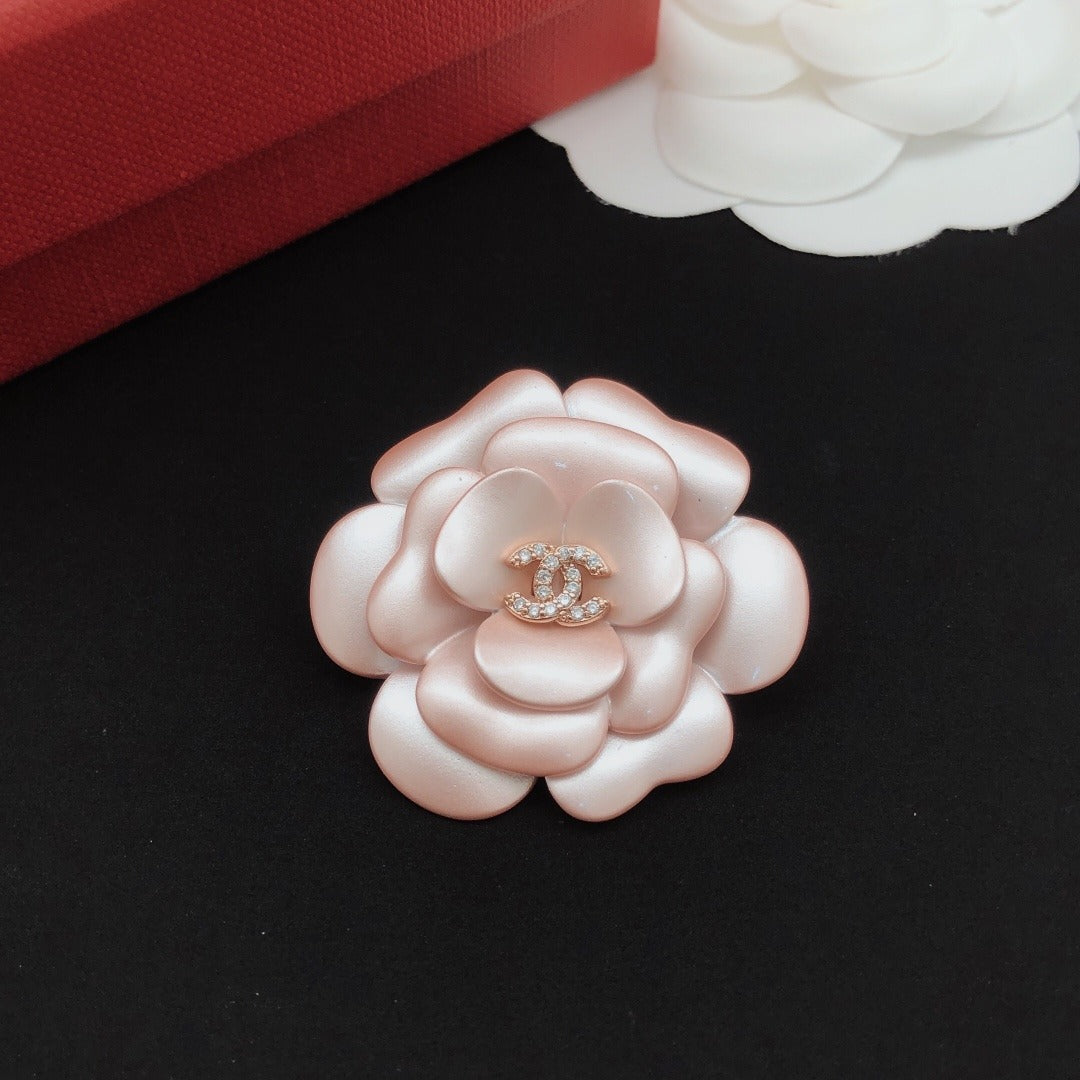 Chanel Pink Brass Floral Brooch