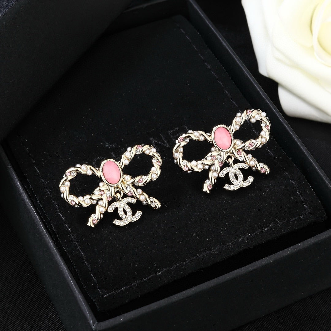 Chanel Brass Bow Earrings