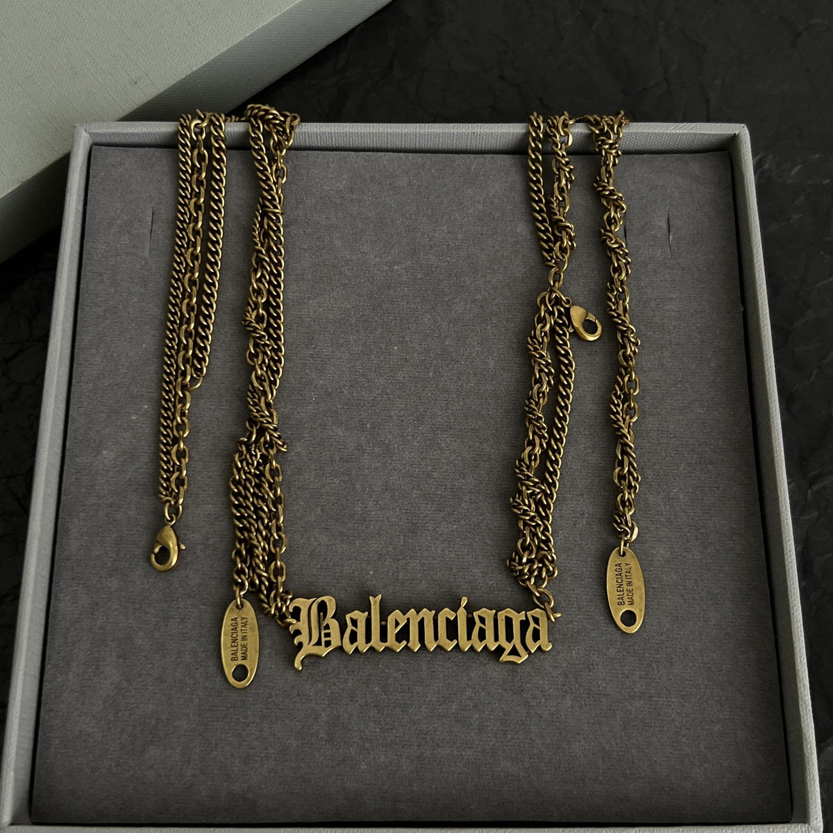 Balenciaga Brass Vintage-Finish Necklace