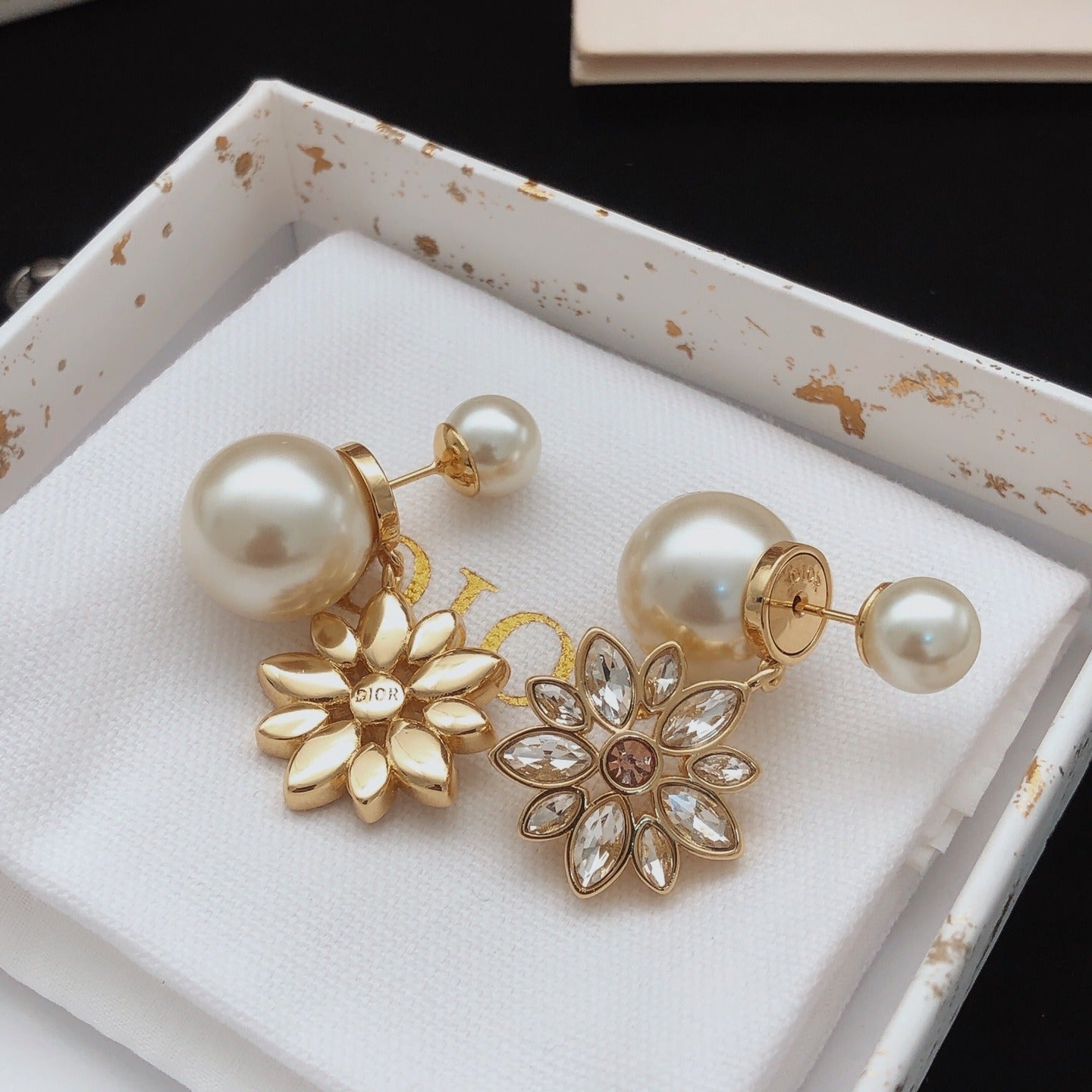 Dior Brass Sunburst Earrings