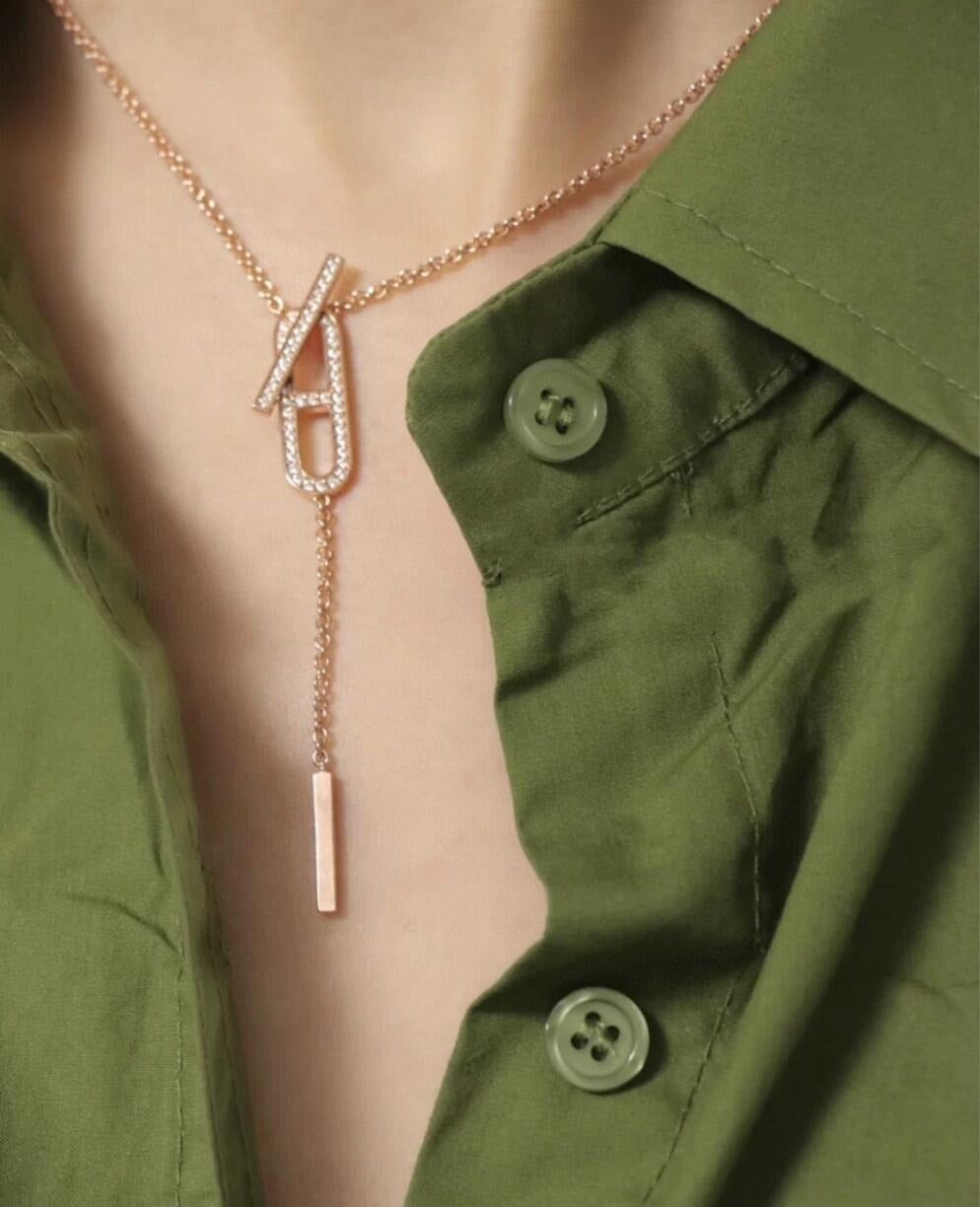 Hermes Silver Brass Tassel Necklace