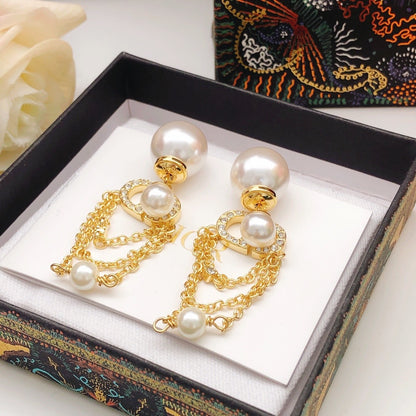 Dior Brass Pearl Earrings