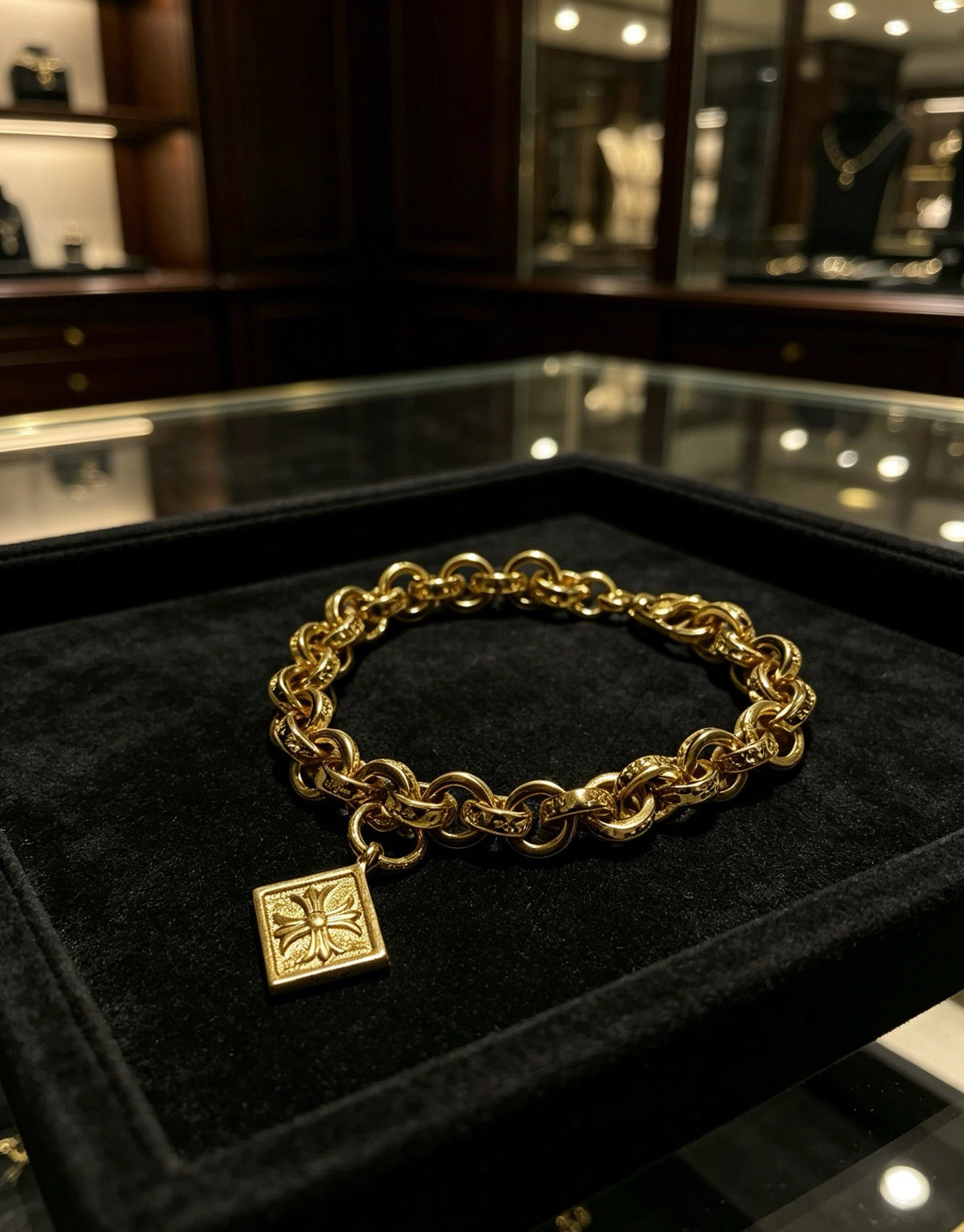 Chrome Hearts Sterling Silver Cross Bracelet