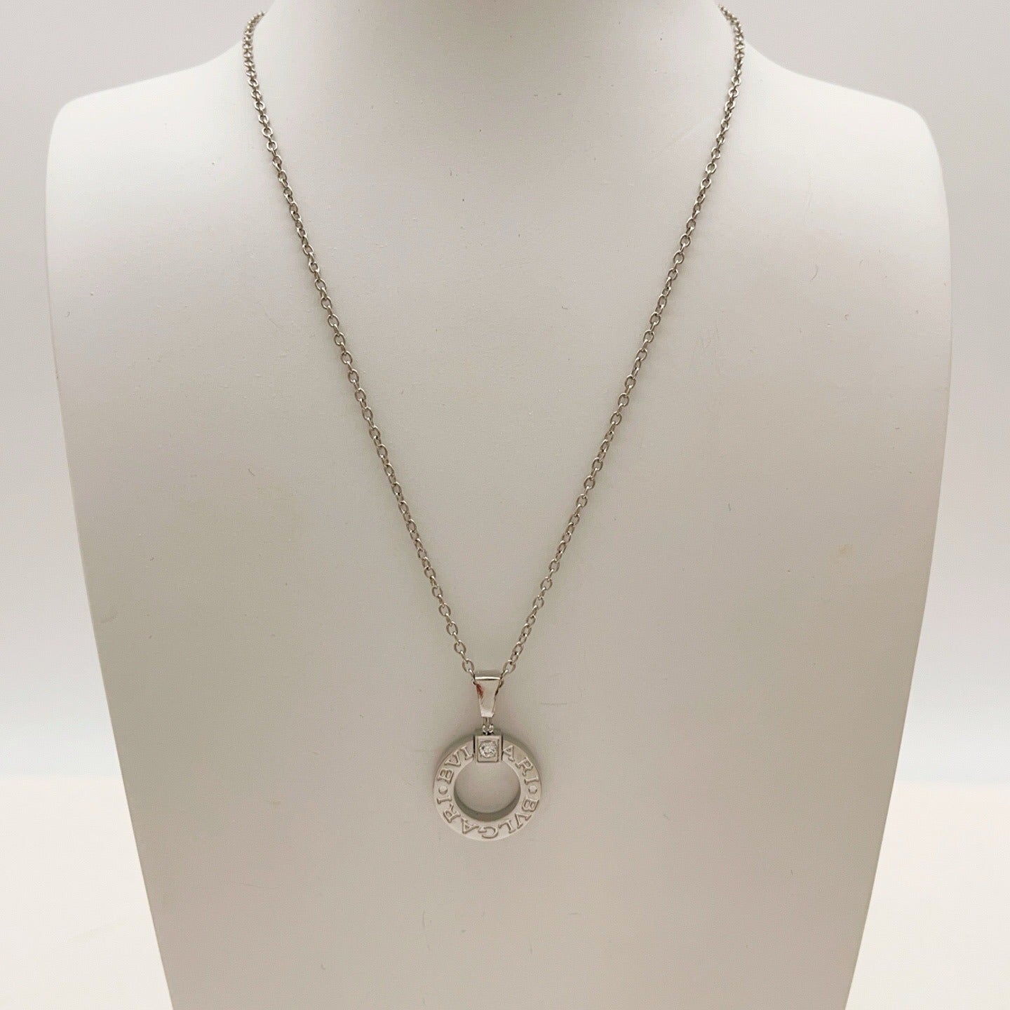 Bvlgari Silver Brass Solitaire Necklace