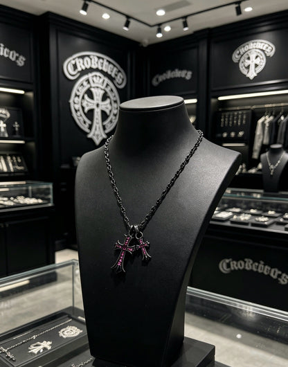 Chrome Hearts Sterling Silver Cross Necklace