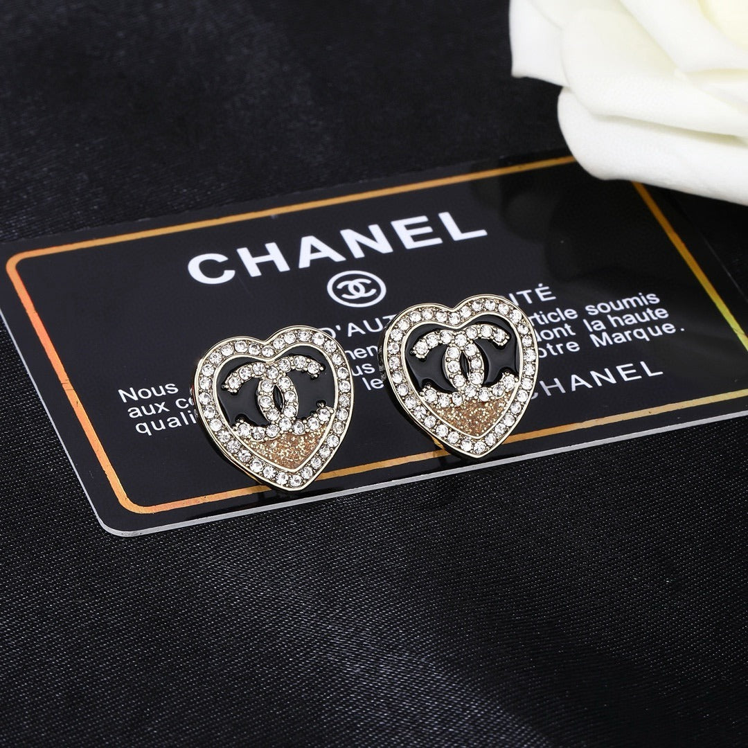 Chanel Brass Heart Earrings