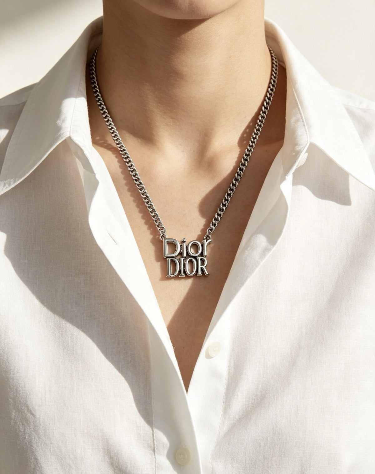 Dior Sterling Silver Chain Necklace