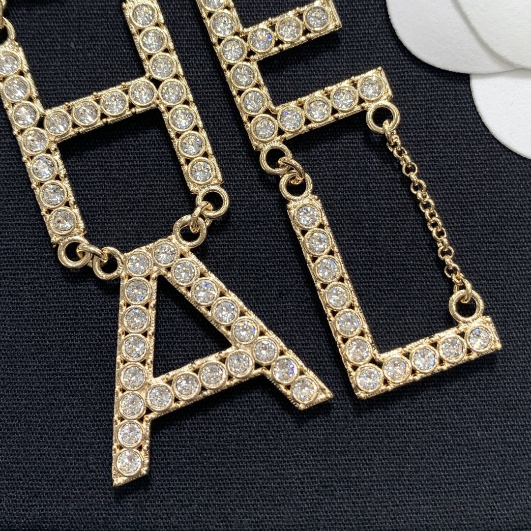 Chanel Brass & Sterling Silver Logo Earrings