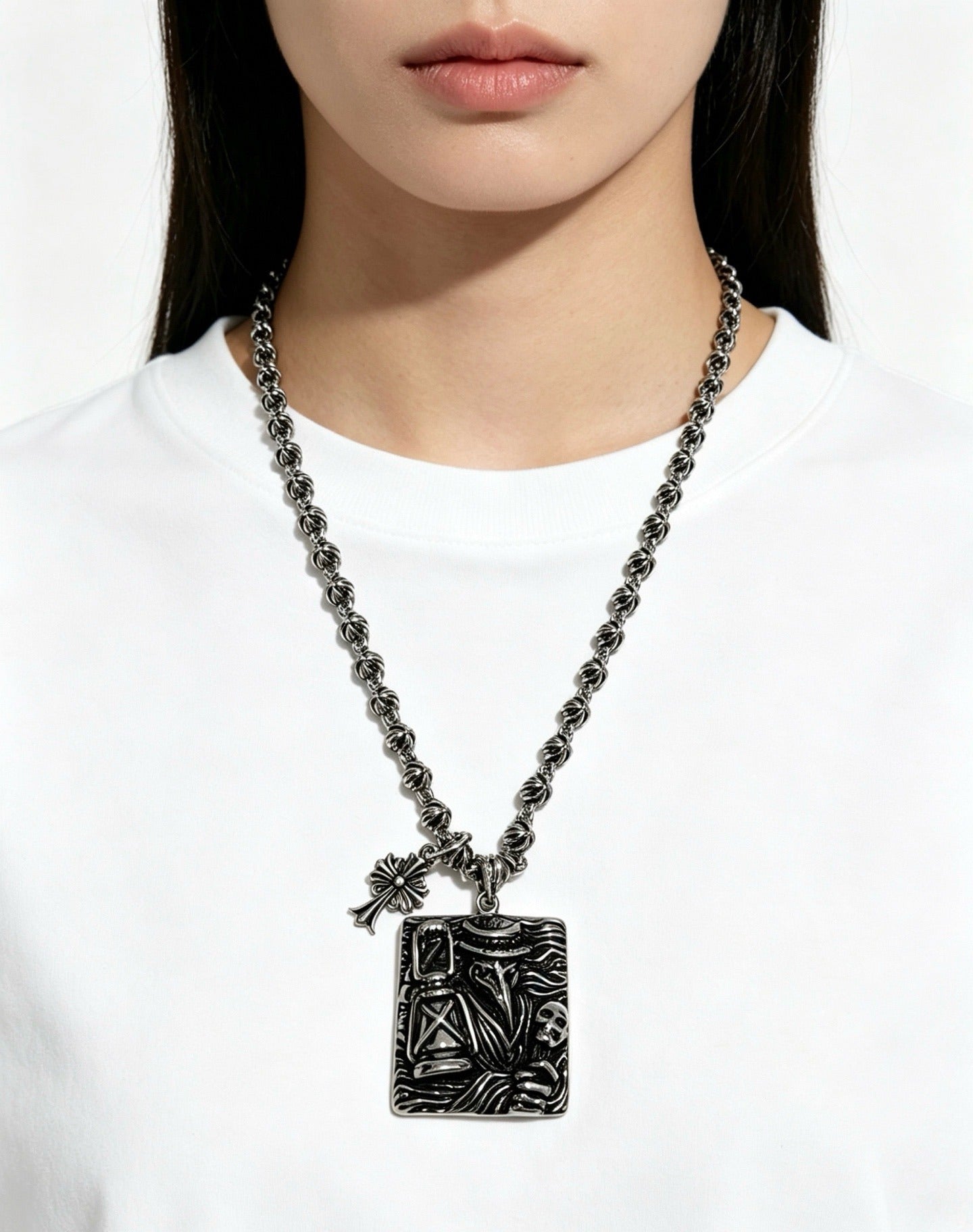 Chrome Hearts Sterling Silver Cross Necklace