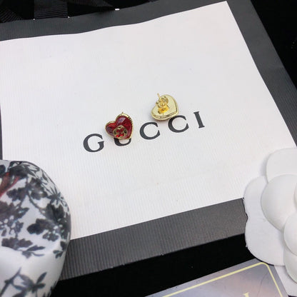 Gucci Red Sterling Silver Double G Earrings