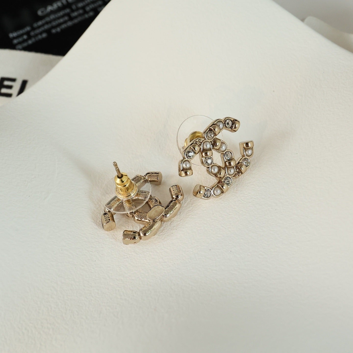 Chanel White Pearl Earrings