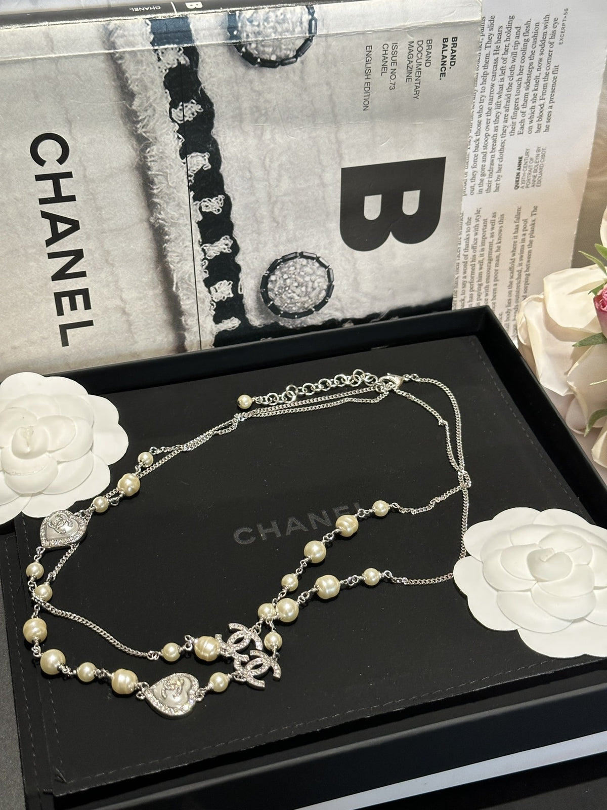Chanel White Heart Necklace