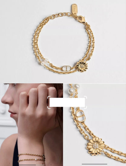 Dior Gold Brass Pearl Bracelet