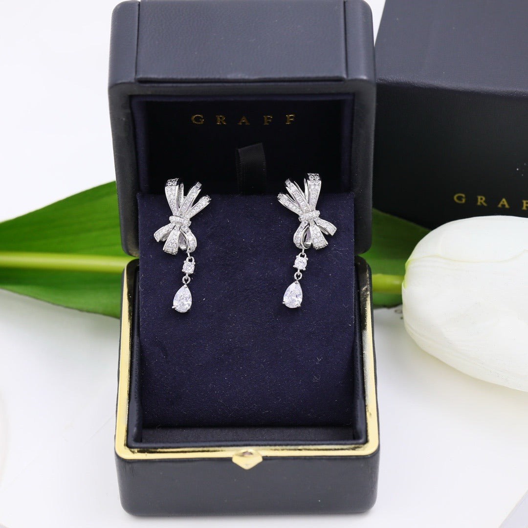 Graff Sterling Silver Bow Earrings