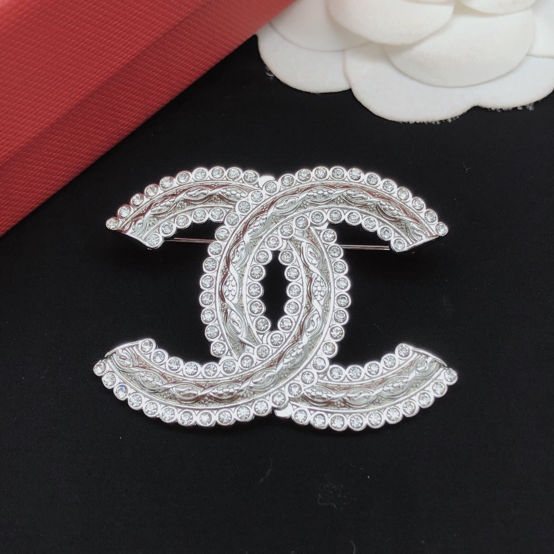 Chanel Silver Brass Brooch
