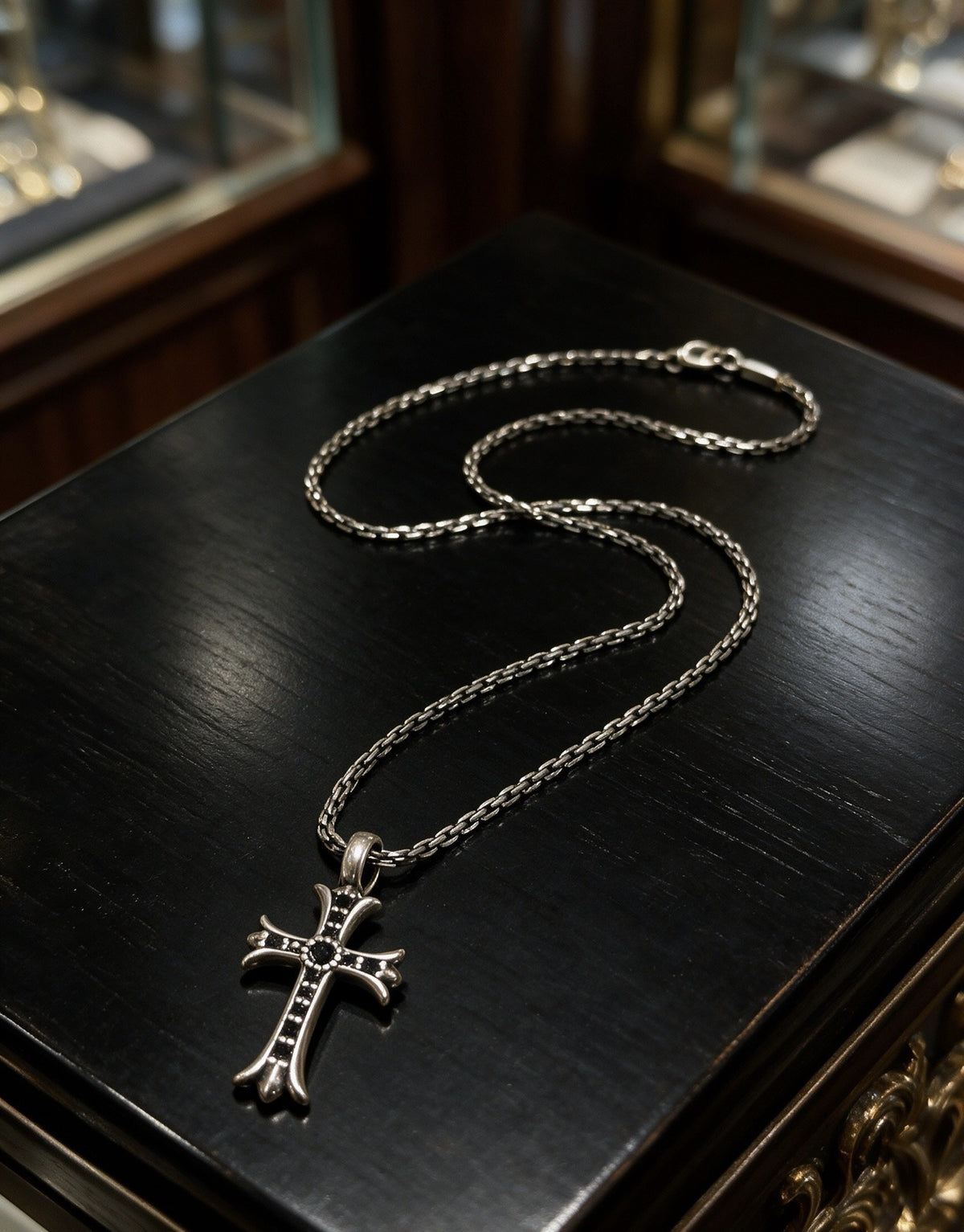 Chrome Hearts Sterling Silver Cross Necklace