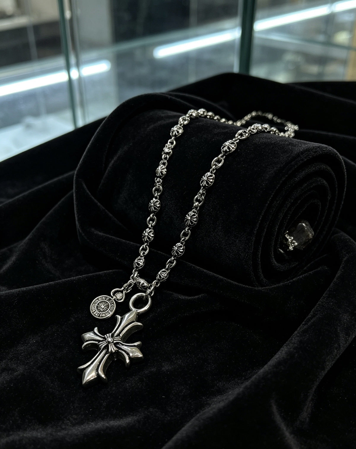 Chrome Hearts Sterling Silver Cross Necklace
