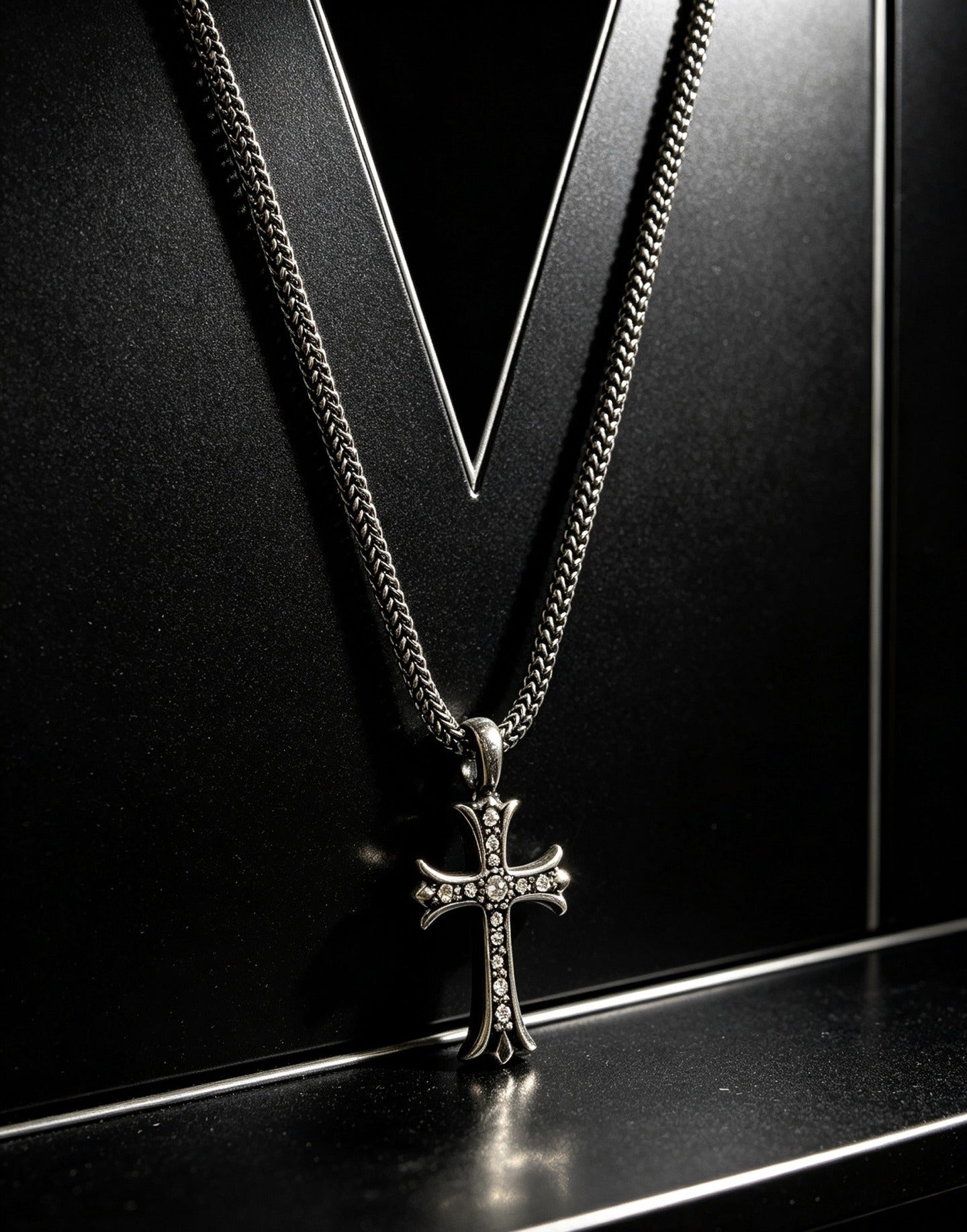 Chrome Hearts Sterling Silver Cross Necklace