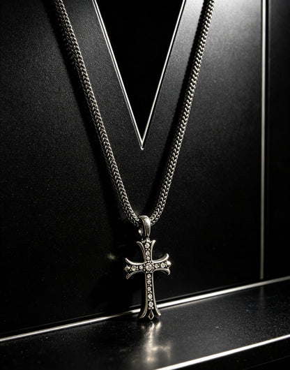 Chrome Hearts Sterling Silver Cross Necklace