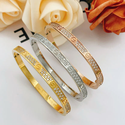 Cartier Silver Brass Pave Bracelet