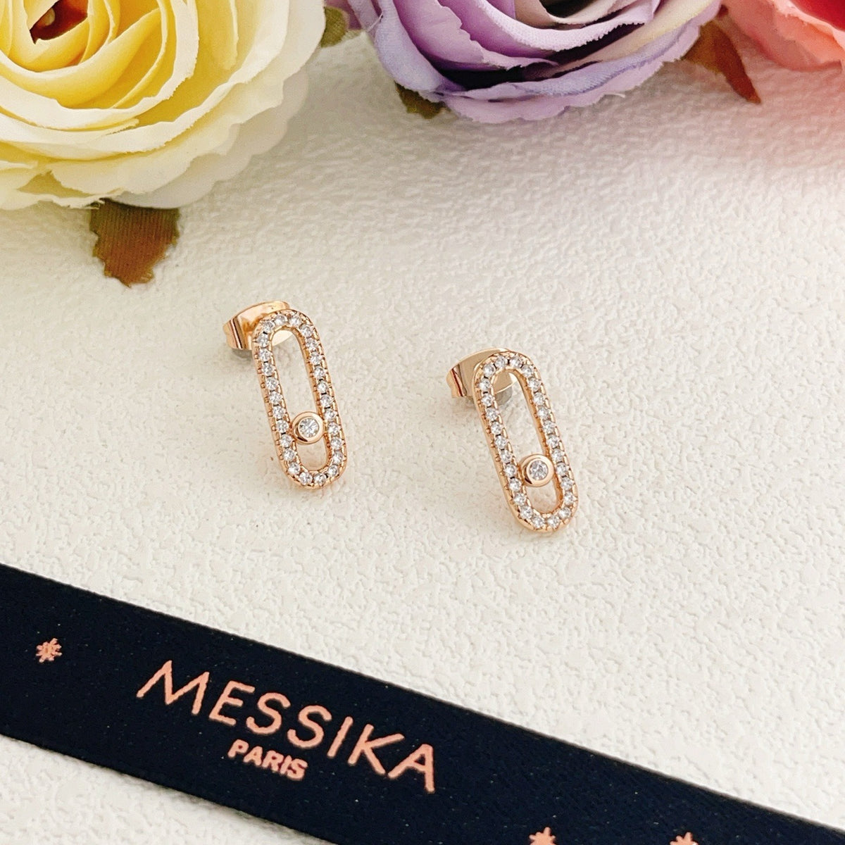 Messika Brass Pave Earrings